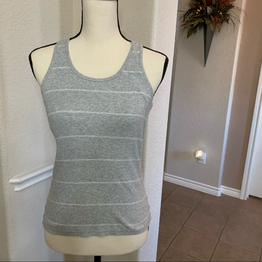 Champion gray with white stripes razorback tank top Size S